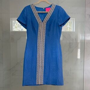 Lilly Pulitzer Arie Bennet Blue Palm Shift Dress, Size 6